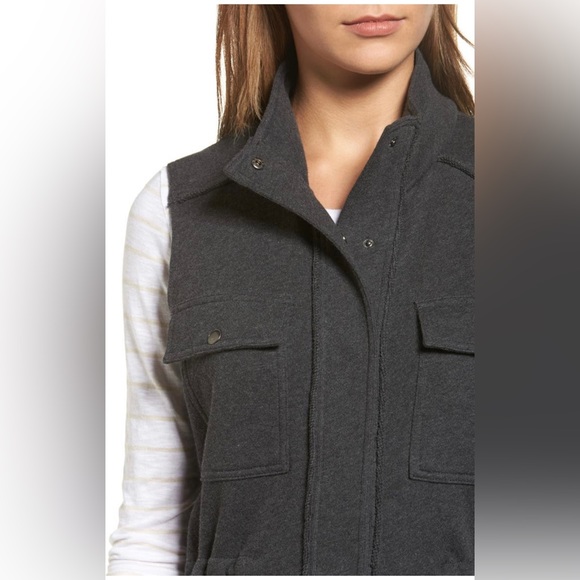 Caslon Nordstrom Women’s Charcoal Grey Utility Vest Size XS Extra Small - Picture 5 of 9